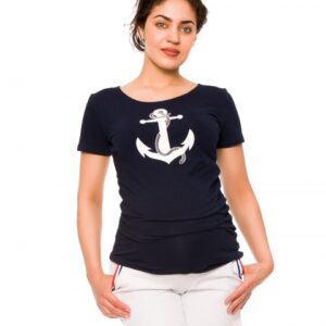 Be MaaMaa Těhotenské kraťasy Jeans Tommy - bílé s proužkem, vel. S