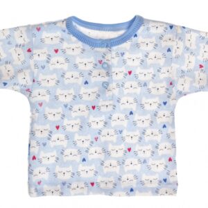 MBaby Bavlněné Polo tričko s krátkým rukávem Kočičky vel. 80 - modré