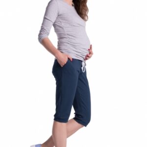 Be MaaMaa Moderní těhotenské 3/4 kalhoty s kapsami - navy, vel. S