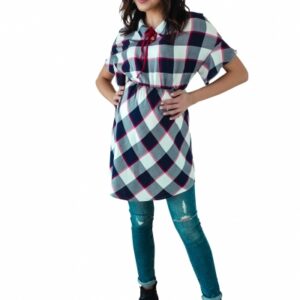 Be MaaMaa Košilová těhotenská tunika kr. rukáv - granát, vel. XXXL
