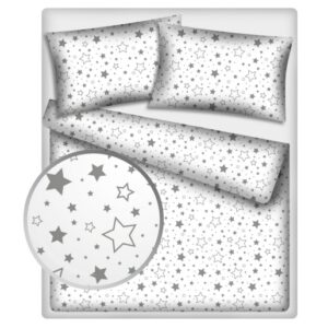 Baby Nellys Bavlněné povlečení 140 x 200/70 x 90 - Šedé hvězdy a hvězdičky