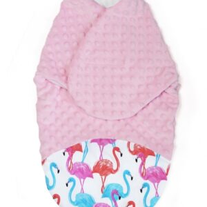 Baby Nellys Zavinovačka, spacáček s minky, 0-6m - Plameňák, minky růžová