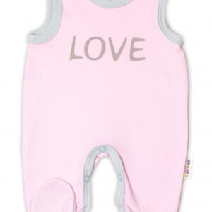 Kojenecké bavlněné dupačky Baby Nellys, Love - růžové, vel. 74