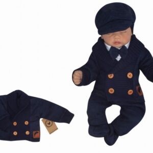 Pletený elegantní svetřík s knoflíčky Boy, granátový, vel. 68