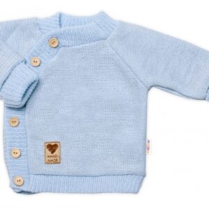 Dětský pletený svetřík s knoflíčky, zap. bokem, Hand Made Baby Nellys, modrý