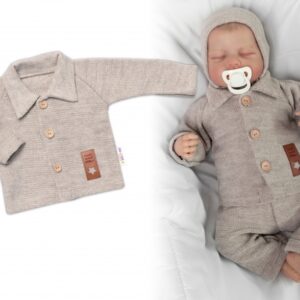 Pletený svetřík s knoflíčky Boy, Baby Nellys, béžový