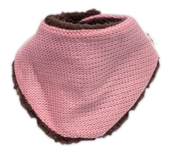 Pletená zimní čepice s kožíškem a šátkem Teddy Bear, Baby Nellys, růžová, vel. 80/86 - Image 3
