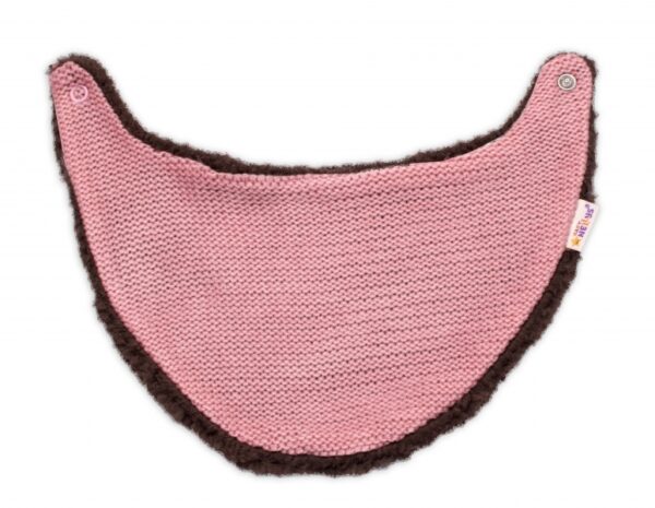 Pletená zimní čepice s kožíškem a šátkem Teddy Bear, Baby Nellys, růžová, vel. 80/86 - Image 4