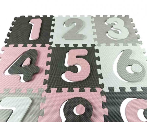 Pěnové puzzle, podložka Digits, růžová/šedá, 25 dílků - Obrázek 4