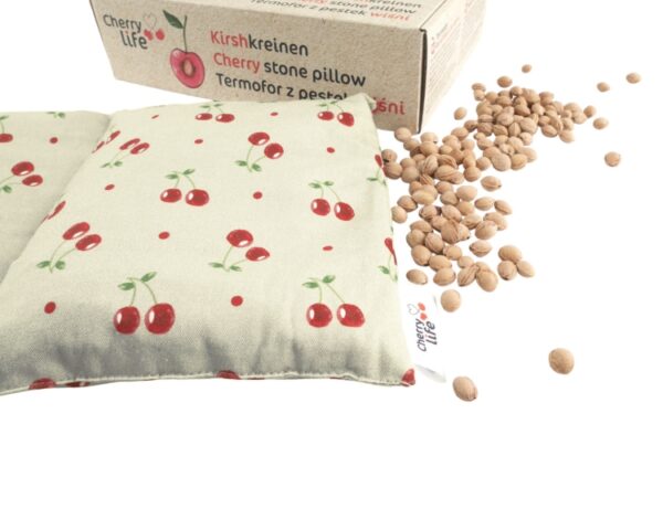 Tříkomorový nahřívací pás s třešňovými pecičkami, termofor -  Cherry life, ecru - Obrázek 4