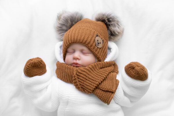 Dětská sada, zimní čepice s šálou + rukavičky 3D, Teddy Bear - hnědá - Image 7
