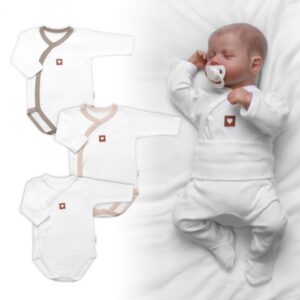 Rostoucí výhodná sada, 3x Body zap. bokem Nature - béžová/taupe/bílá, vel. 56/62