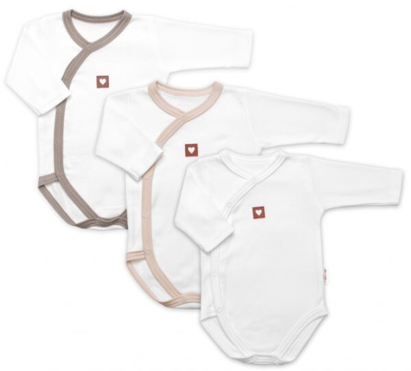 Rostoucí výhodná sada, 3x Body zap. bokem Nature - béžová/taupe/bílá, vel. 56/62 - Image 2