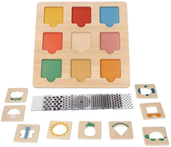 Dřevěná aktivní vkládačka/puzzle se vzory, přírodní - Obrázek 2