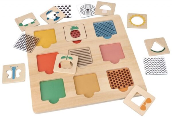 Dřevěná aktivní vkládačka/puzzle se vzory, přírodní - Obrázek 3