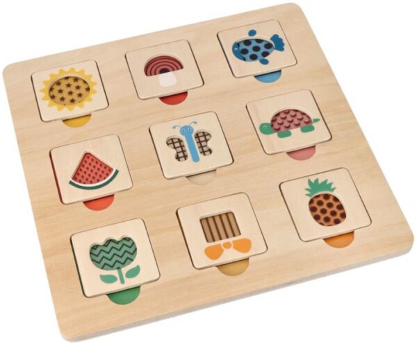Dřevěná aktivní vkládačka/puzzle se vzory, přírodní - Obrázek 4