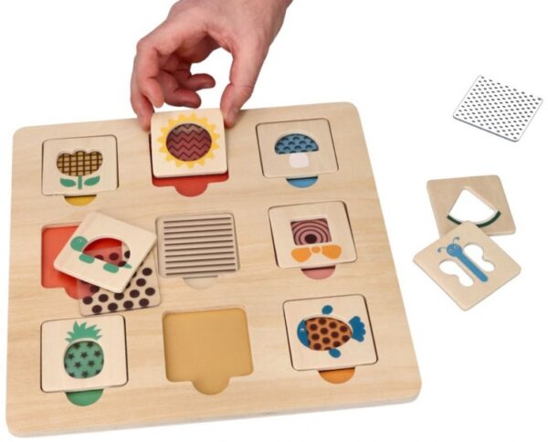 Dřevěná aktivní vkládačka/puzzle se vzory, přírodní - Obrázek 5