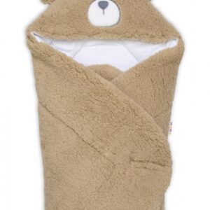 Beránková zavinovačka s kapucí bavlna/beránek, Teddy Bear - hnědá/bílá