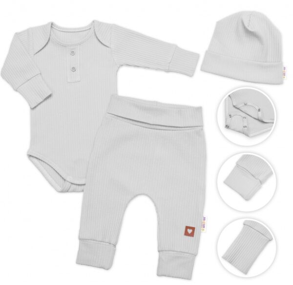 Žebrovaná rostoucí souprava 3D, Baby Boy - šedá - Image 7