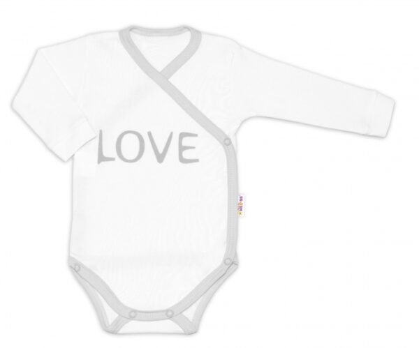 Body dlouhý rukáv Love - zapínání bokem, bílé