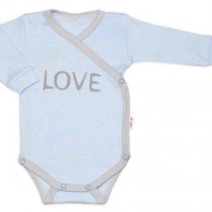 Body dlouhý rukáv Love - zapínání bokem, modré