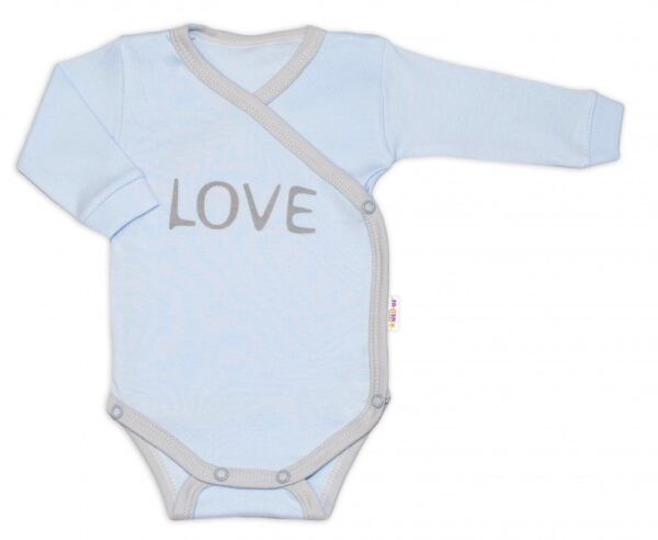 Body dlouhý rukáv Love - zapínání bokem, modré