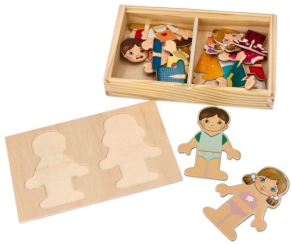Dřevěná magnetická skládačka v oblékání - Holka a kluk, Adam Toys - Image 2