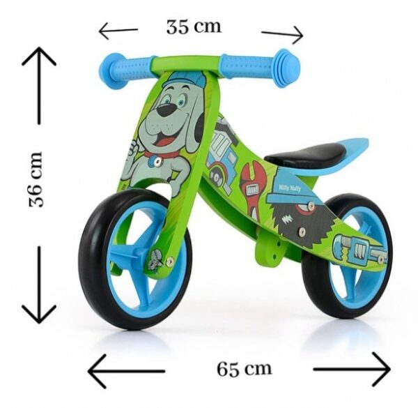 Multifunkční Odstrkovadlo, odrážedlo Jake Bob 2v1, Milly Mally, zeleno/modré - Image 4