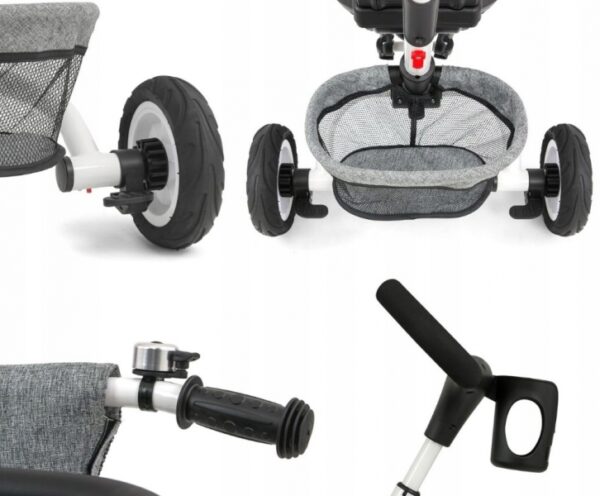 Luxusní Tříkolka Milly Mally Stanley Rubber Grey, šedá - Obrázek 3