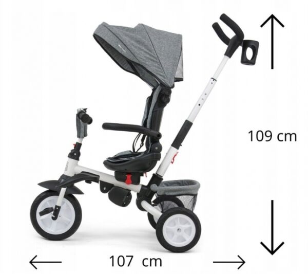 Luxusní Tříkolka Milly Mally Stanley Rubber Grey, šedá - Obrázek 4
