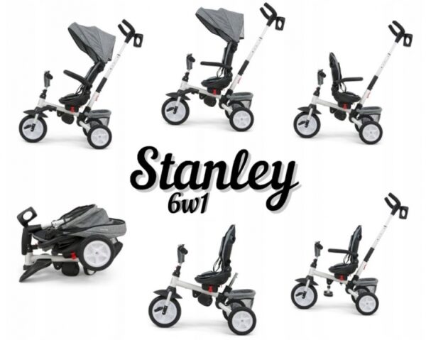 Luxusní Tříkolka Milly Mally Stanley Rubber Grey, šedá - Obrázek 6