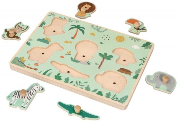 Dřevěné zábavné vkládací puzzle se zvukem Adam Toys, Safari - Obrázek 3