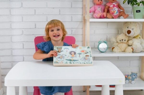 Dřevěné zábavné vkládací puzzle se zvukem Adam Toys, Safari - Obrázek 4