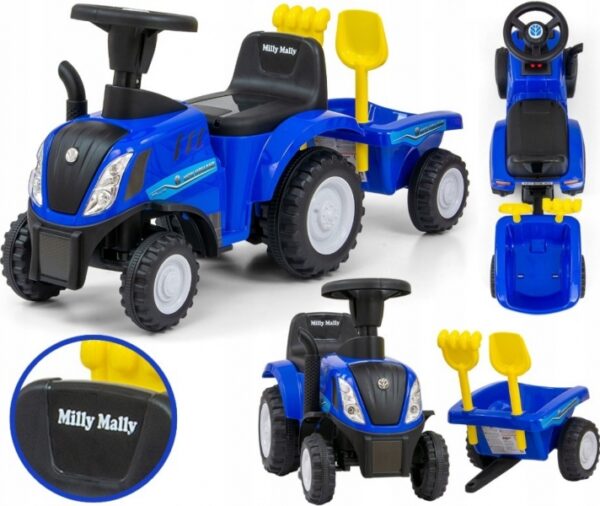 Jezdítko, odrážedlo traktor New Holland s vlečkou, Milly Mally, modré - Obrázek 3