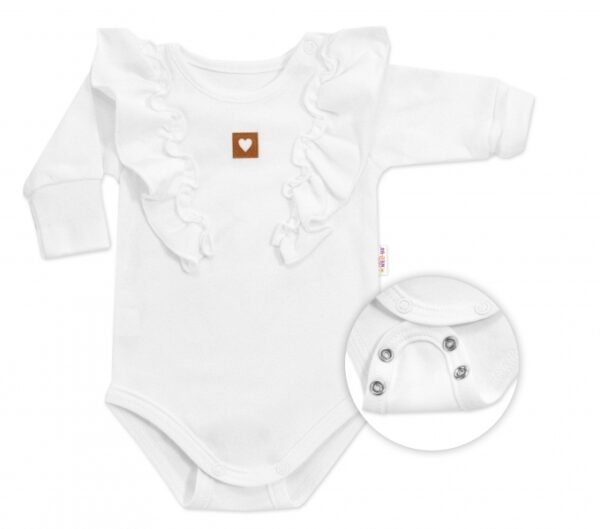 Rostoucí body NATURE, dlouhý rukáv s volánky, bavlna, bílé, vel. 68/74 - Obrázek 2