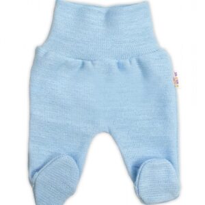 Pletené kojenecké polodupačky Hand Made, Baby Nellys, světle modré, vel. 68