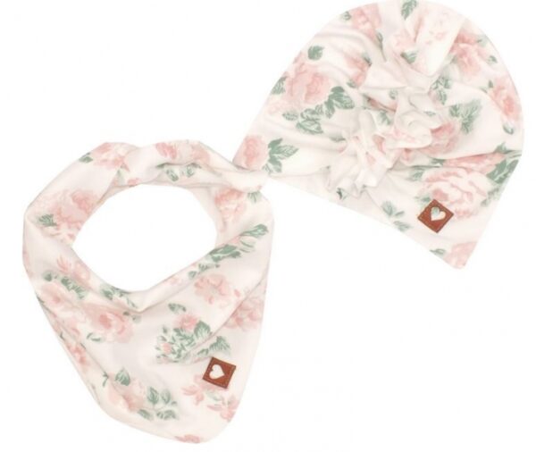 Z&Z Stylová dětská jarní/podzimní bavlněná čepice, turban s šátkem, kytky, vel. 68/80 - Image 2