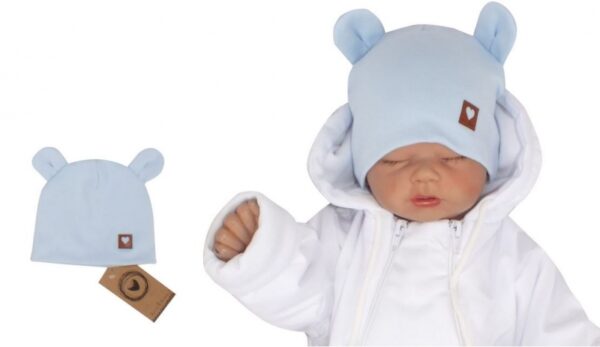 Dvouvrstvá bavlněná čepička LOVE TEDDY, sv. modrá