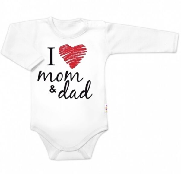 Body dlouhý rukáv Baby Nellys, I love mom & dad, vel. 62, unisex