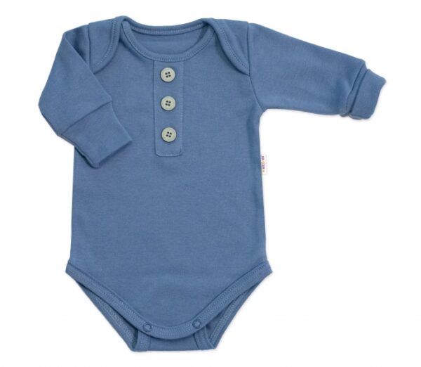 Rostoucí body NATURE, dlouhý rukáv s knoflíčky, bavlna, jeans, 68/74