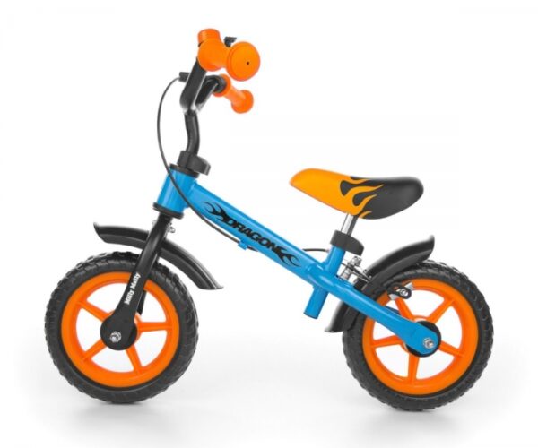Dětské odrážedlo s brzdou - modrá, oranžová