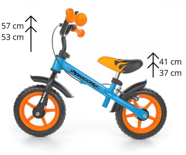 Dětské odrážedlo s brzdou - modrá, oranžová - Obrázek 2