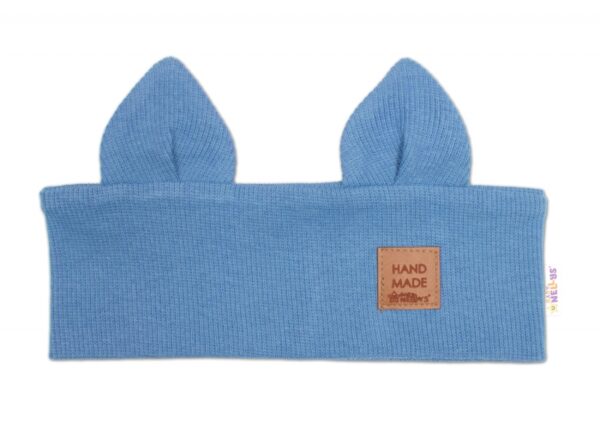 Čelenka Cat s oušky pro děti Hand Made - jeans, 4-8 let