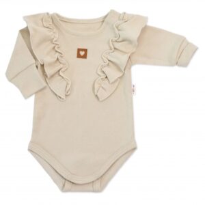 Rostoucí body NATURE, dlouhý rukáv s volánky, bavlna, béžová, vel. 56/62