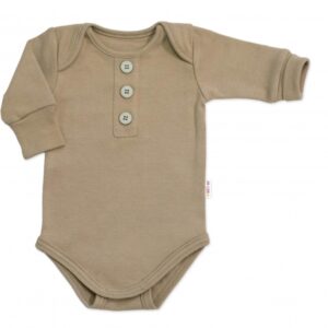 Rostoucí body NATURE, dlouhý rukáv s knoflíčky, bavlna, fango, 68/74