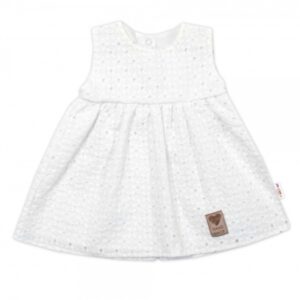 Baby Nellys Lehké Handmade šatičky Madeira, bílé, vel. 98