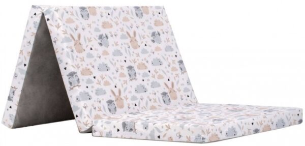 Baby Nellys Turistická matrace 120 x 60 cm, Zvířátka na louce -  bílá se vzorem
